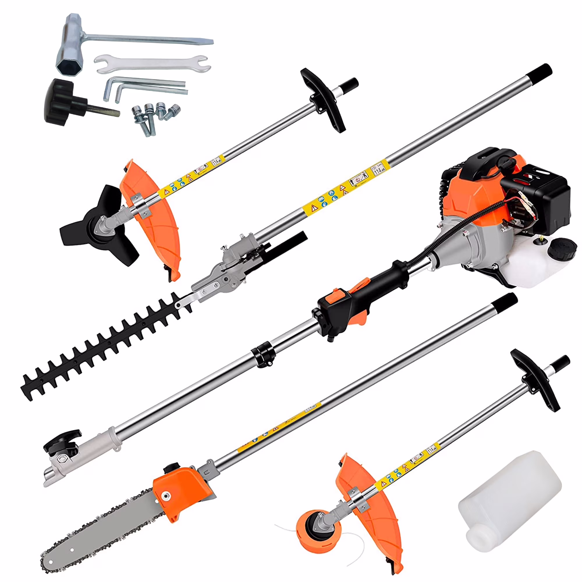 SYNGAR 10-in-1 Grass Trimmer Weed Eater Combos, 52CC 2-Cycle Full Crank Shaft Gas Powered Weed Eater with Gas Pole Saw, Hedge Trimmer and Brush Cutter, Grass Trimming Tool for Garden, Lawn Care
