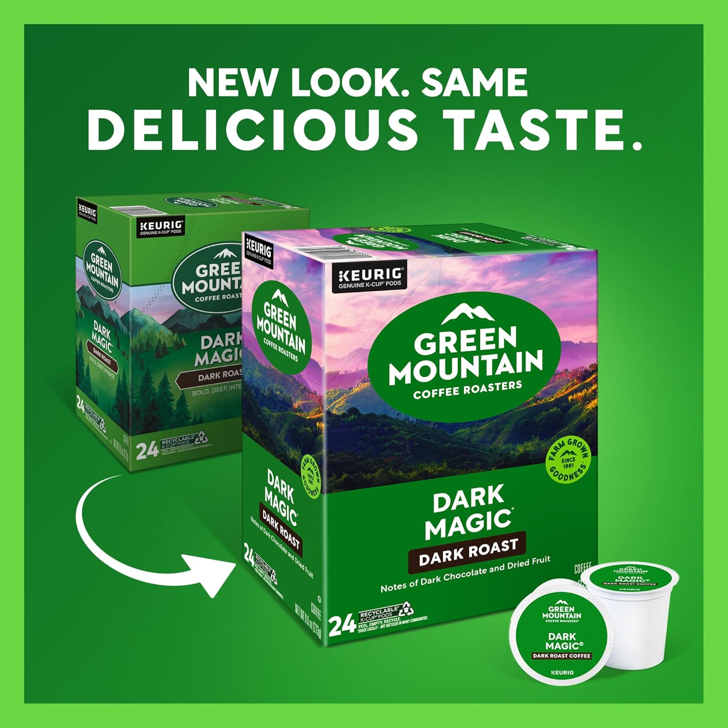 Green Mountain Coffee Roasters Dark Magic Coffee. Keurig Single-Serve K-Cup pods. Dark Roast. 96 Count