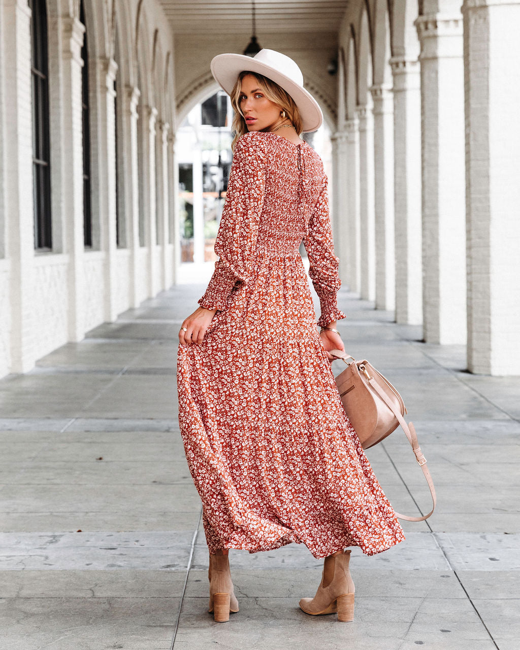 Justina Floral Smocked Maxi Dress - Se7enfashion