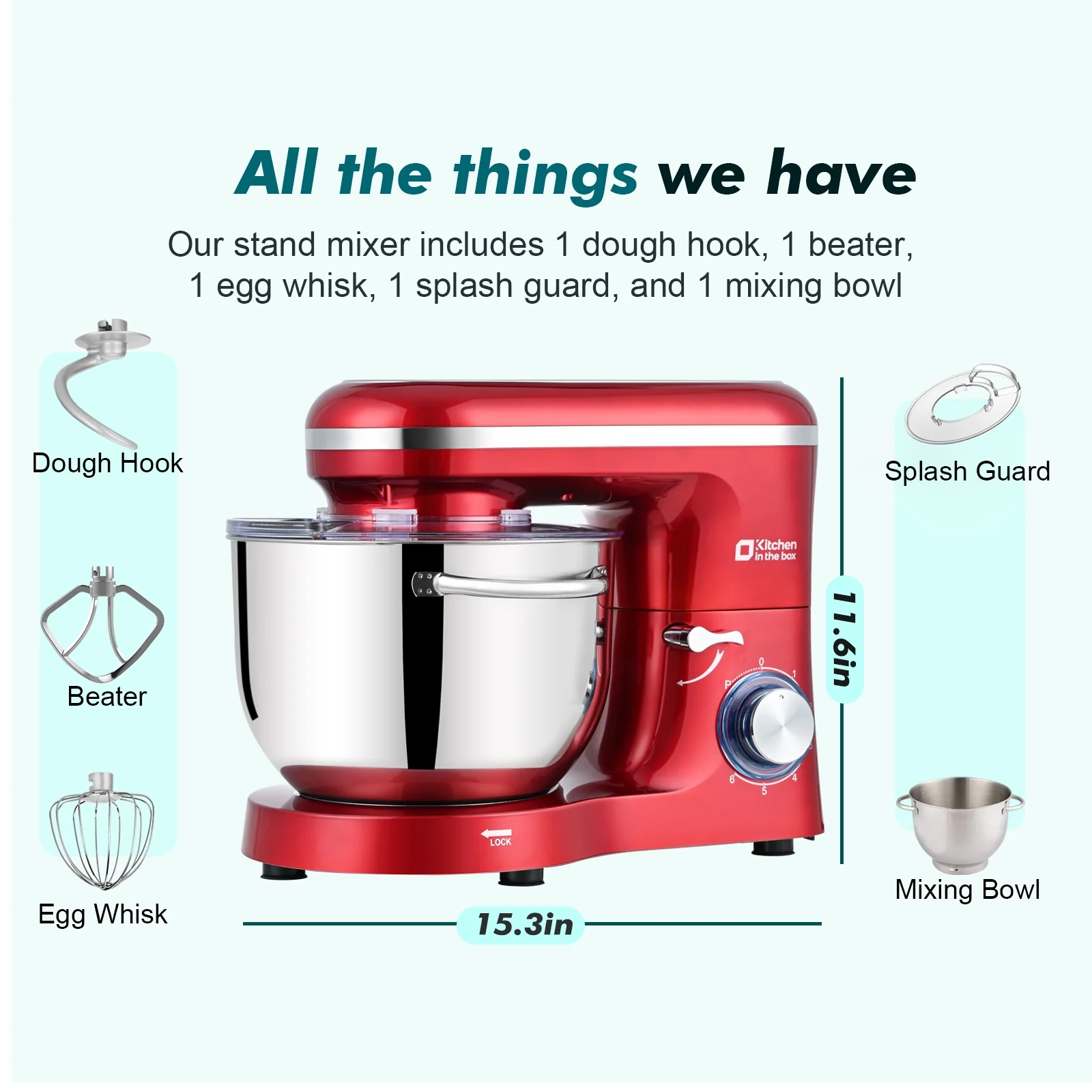 Kitchen in the box Tilt-Head Stand Mixer, Electric Kitchen Mixer with 6.5QT Stainless Steel Bowl, 660W Food Mixer with 6-Speed, Black - Image 28
