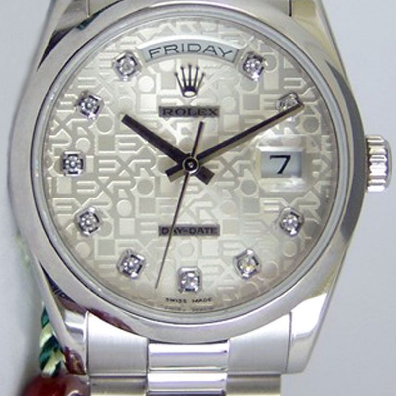 Rolex Day-Date 118206 Jubilee Silver Dial Diamonds 36mm Unisex Replica Watch