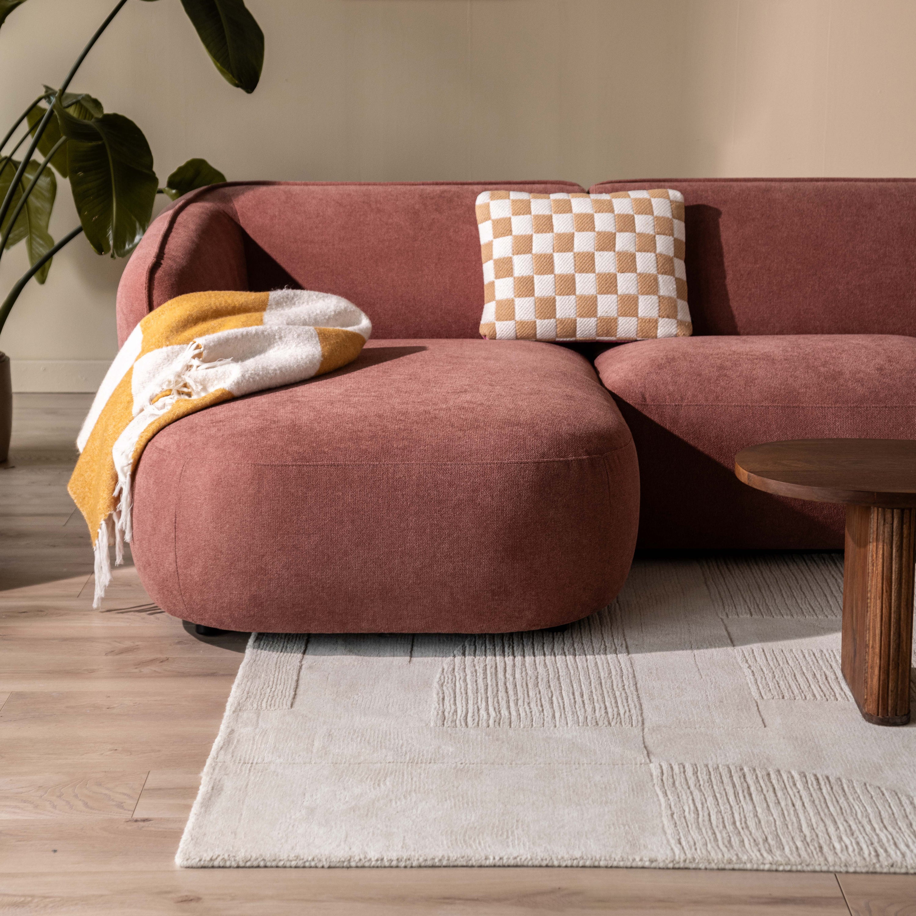 Blokker Soft U-bank Rechts - Micro Chenille - Oud Roze