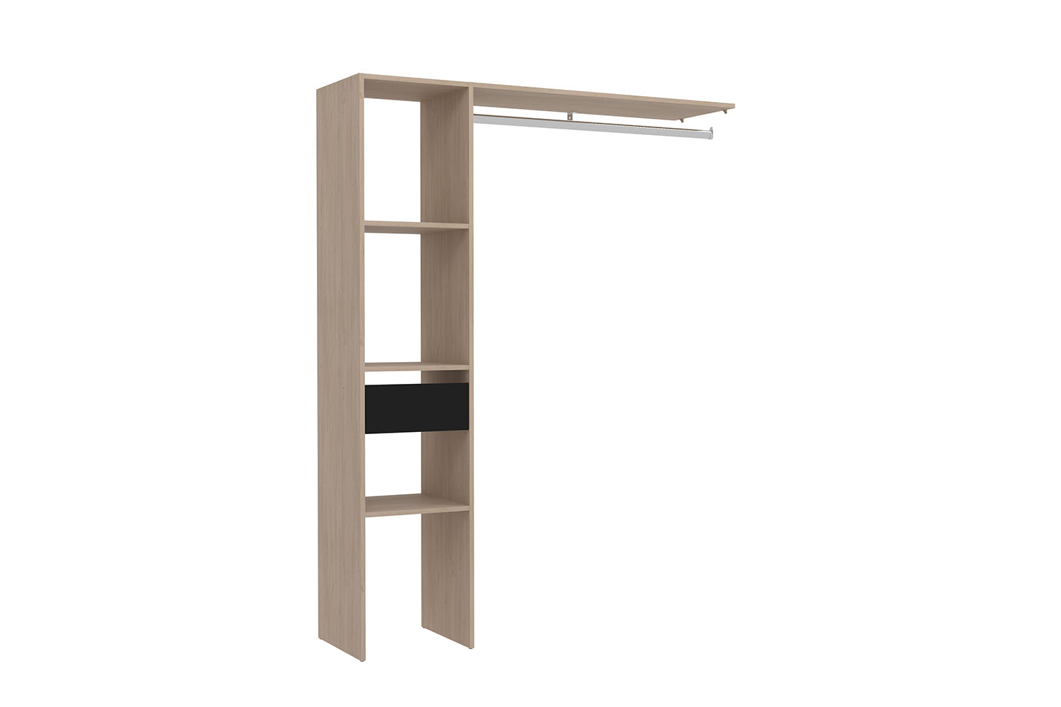 Armario vestidor de madera con 3 estantes, 1 cajón y barra para colgar, dimensiones 138x40x110 cm ix3921r7