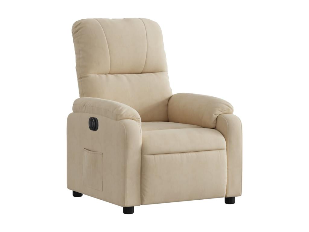 Sillón reclinable eléctrico tela de microfibra color crema