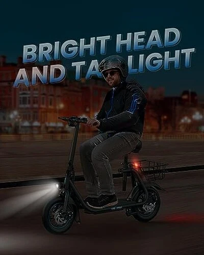 URBANMAX C1 Electric Scooter With Seat, 450W Motor, 22 Mile Range, 12 Inch Tires, Black - Image 2 URBANMAX C1 Electric Scooter With Seat, 450W Motor, 22 Mile Range, 12 Inch Tires, Black - Image 2