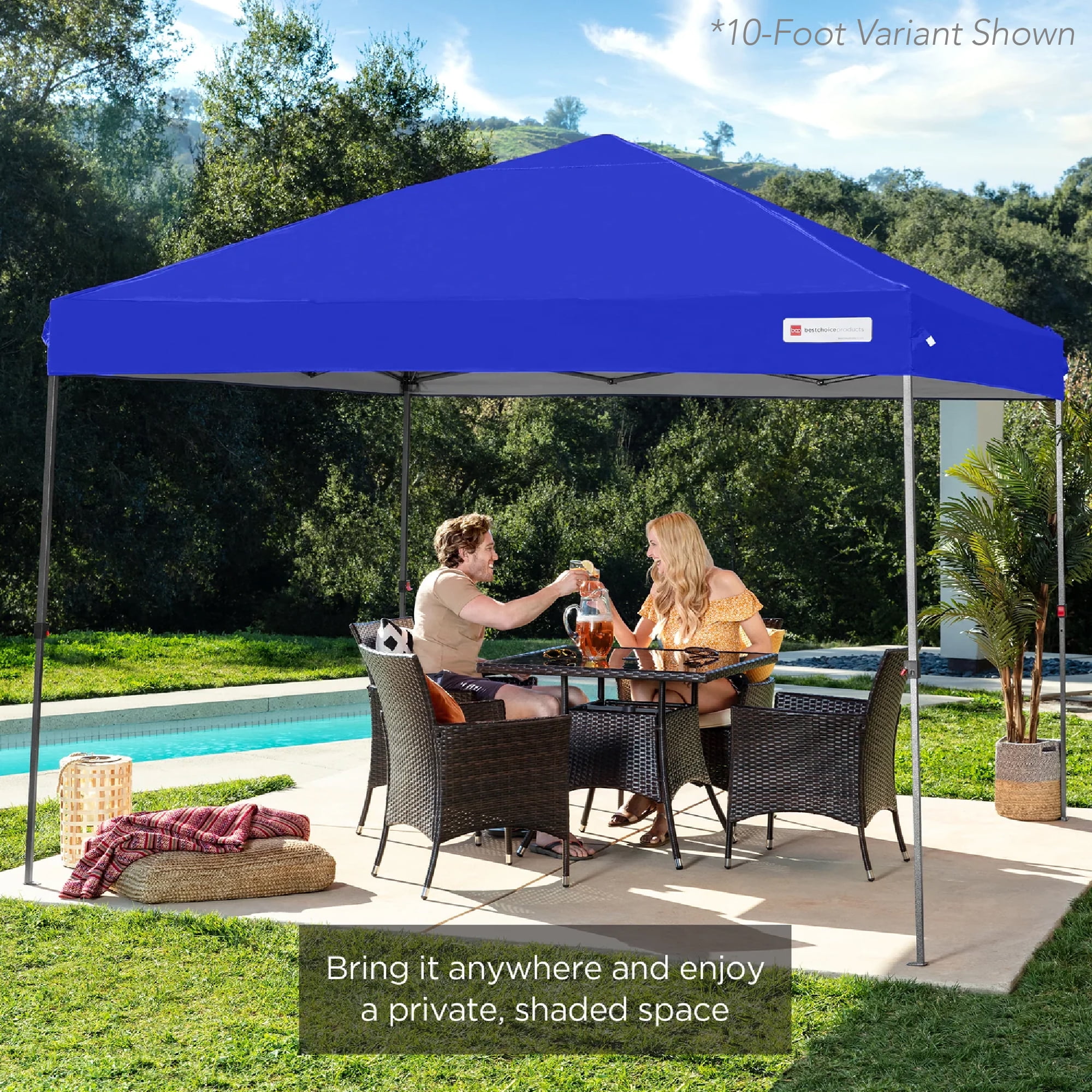 Best Choice Products 12x12ft Easy Setup Pop Up Canopy w/ 1-Button Setup, Wheeled Case, 4 Weight Bags - Navy Blue - Image 51