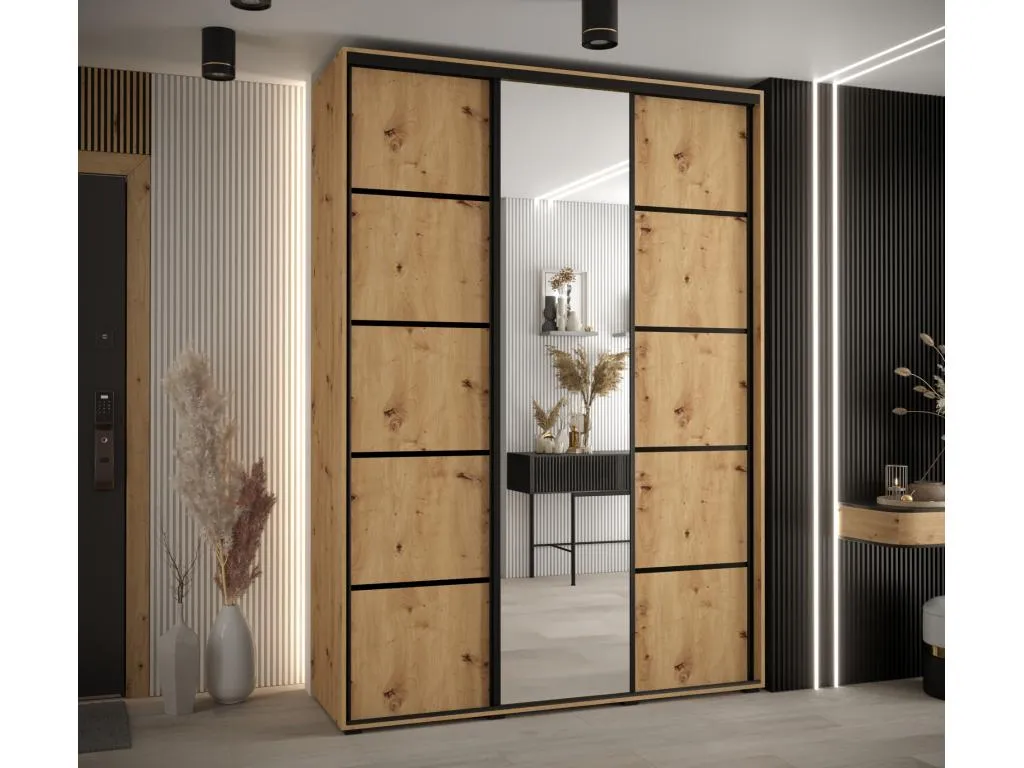ARMARIO Homepleno 5 DE PUERTAS CORREDERAS 235.2/180/45 3 puertas (Artisan/Artisan/Negro) oiqv68327