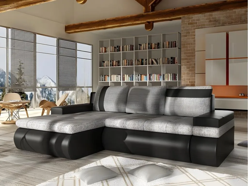 Sofá rinconero Decoencanto 101 Gris Función de descanso Caja de ropa de cama 245x182x90cm