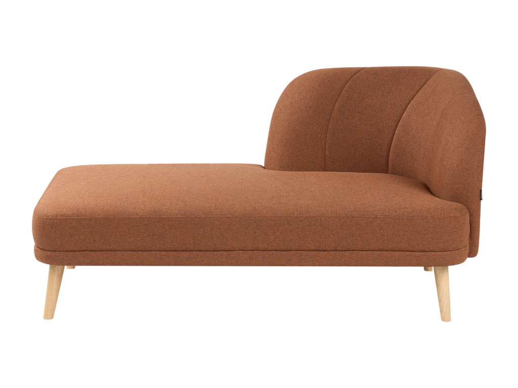 Chaise longue de tela marrón dorado derecho TANLAY