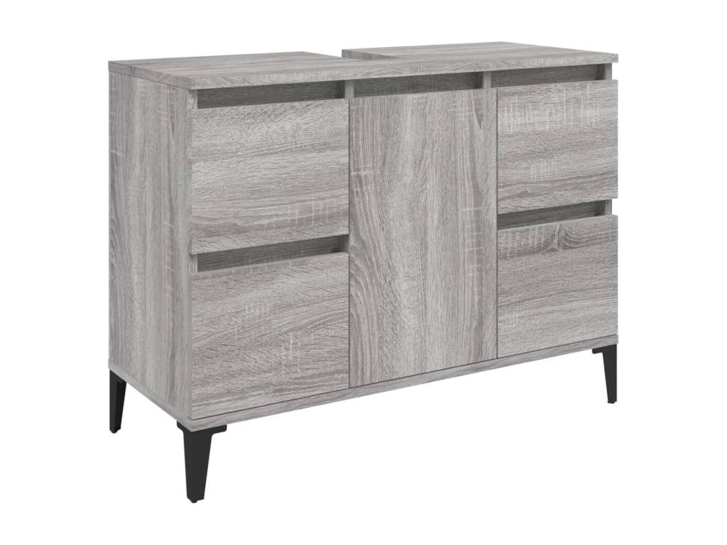 Armario de lavabo madera contrachapada gris Confortzx 80x33x60 cm