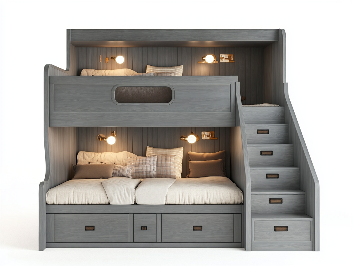 Litera con escalera y almacenamiento en color gris EQ1529106