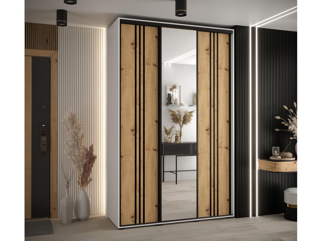 ARMARIO Homelyvo 7 DE PUERTAS CORREDERAS 235 - 2/150/45 3 puertas Negro/Artisan/Plata