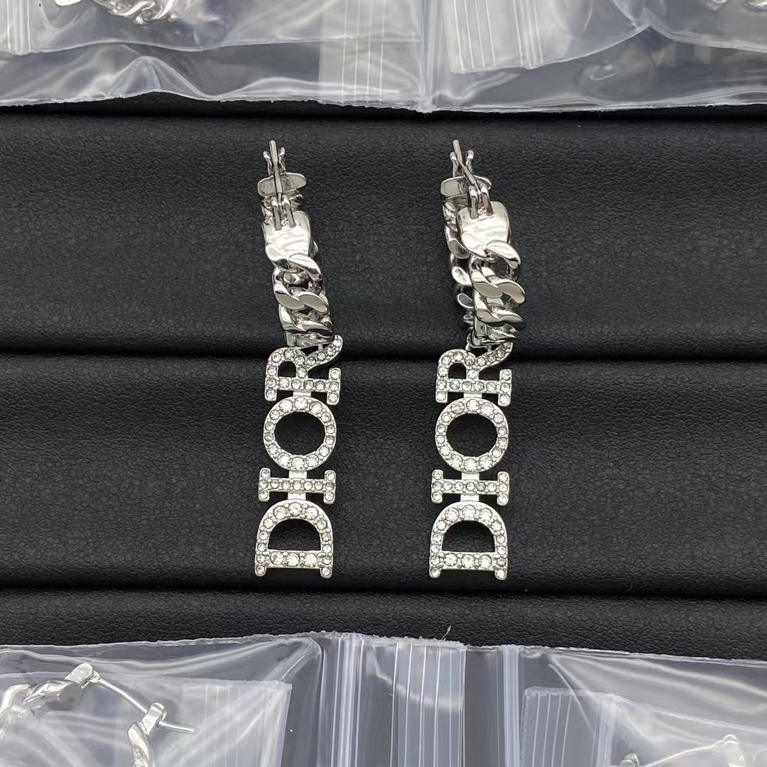 Dior Dangle Hoop Chain Earrings - Original Replica Club