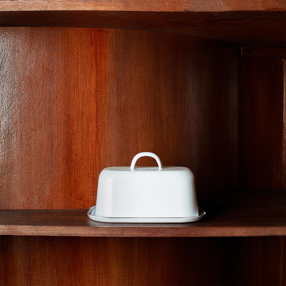 Beurrier en émail - Blanc