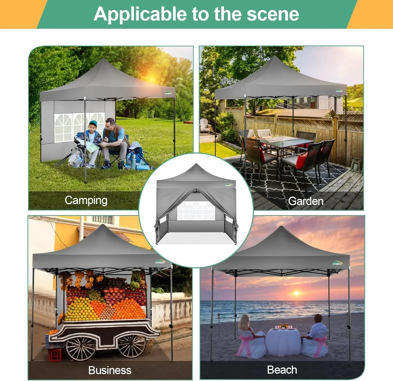 COBIZI 10x20 Heavy Duty Pop up Canopy Tent 6 sidewalls Commercial Canopy Wedding Party Tents