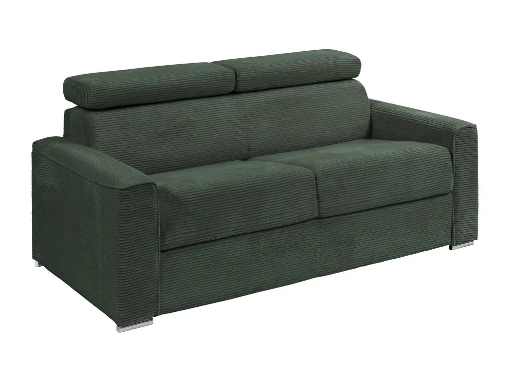 Sofá cama de 4 plazas de pana verde - Somier de láminas de 160 cm de ancho - Colchón de 22 cm - Andreuworldcasa
