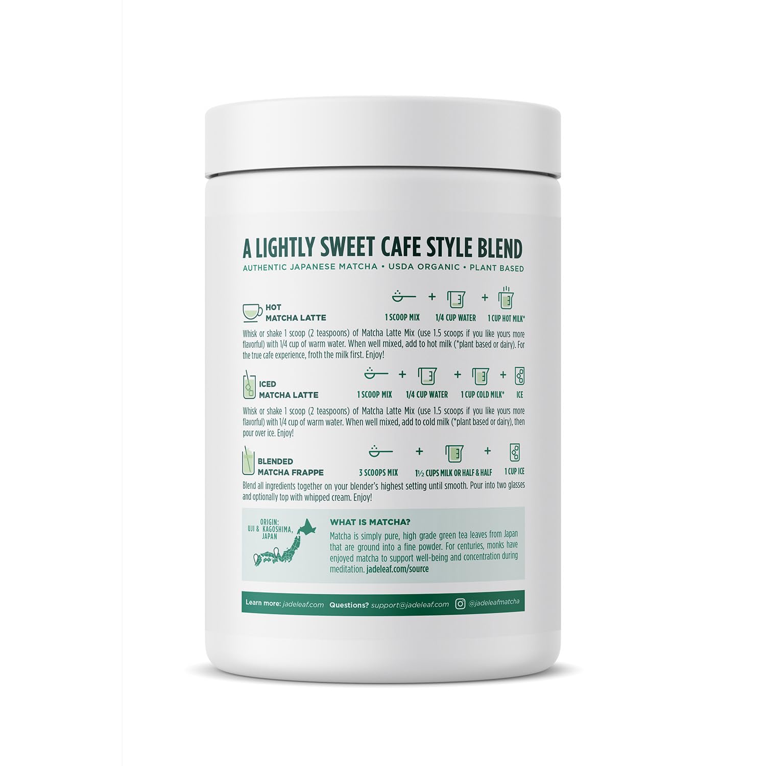 Jade Leaf Matcha Organic Cafe Style Sweetened Matcha Latte Green Tea Powder, Premium Barista Crafted Mix - Authentically Japanese (1.1 Pound Tin)