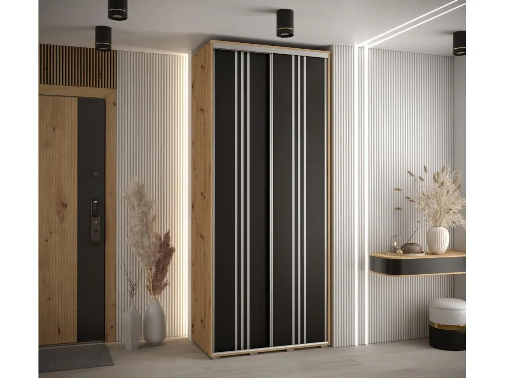 ARMARIO Mueblestop 6 DE PUERTAS CORREDERAS 235.2/120/45 2 puertas (Artisan/Negro/Plata) 38395KIIH