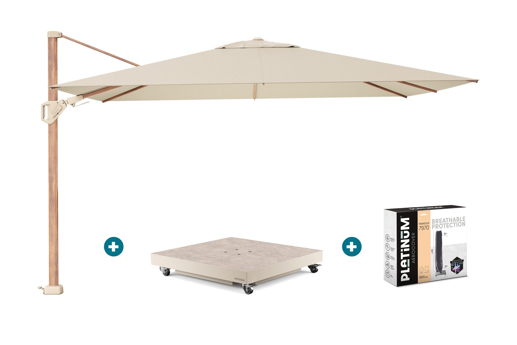 Platinum Challenger Premium T2 2,6x3,5 m. - Champagne Teak +voet+hoes