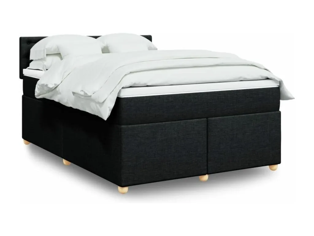 Cama box spring con colchón tela negro 140x190 cm jwt3519637