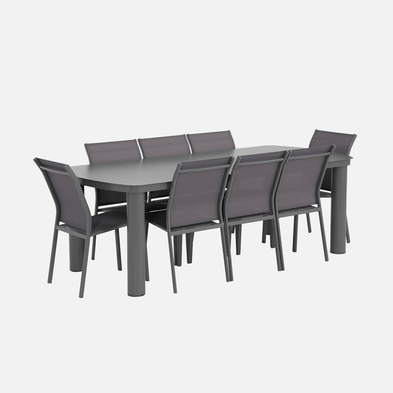 Zaro + Buffalo - Conjunto mesa de jardín de aluminio con  8 sillas