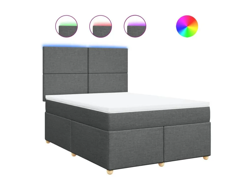 Cama box spring con colchón tela gris oscuro 140x200 cm bdd3520911