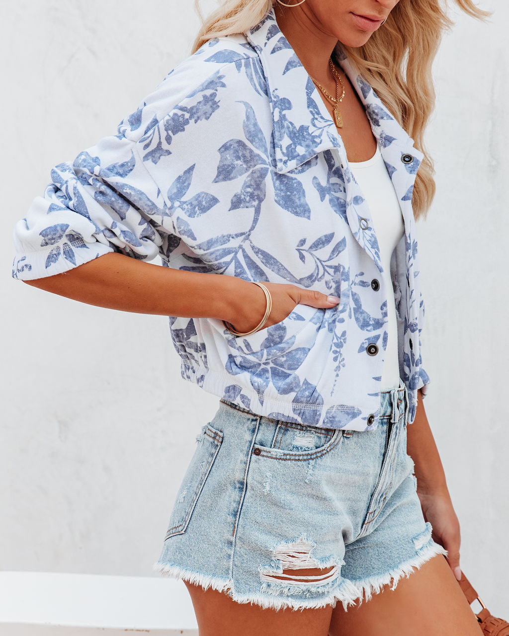Paradise Blues Cropped Jacket - FINAL SALE - Se7enfashion
