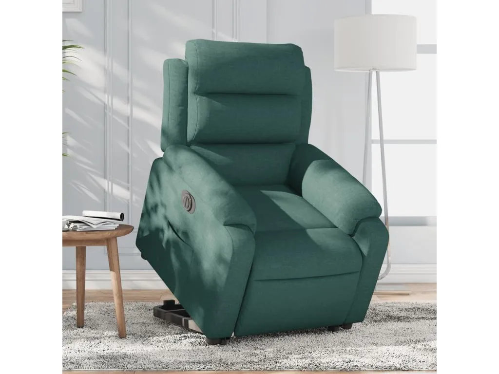 Sillón eléctrico reclinable elevable de tela verde oscuro