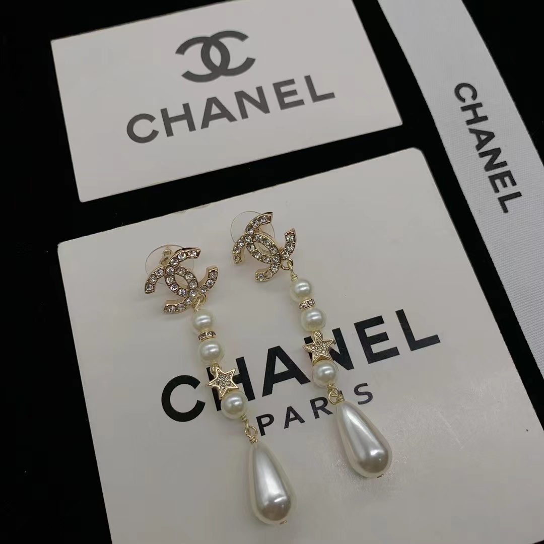 Chanel Teardrop Pearl Tassel Earrings - Original Replica Club