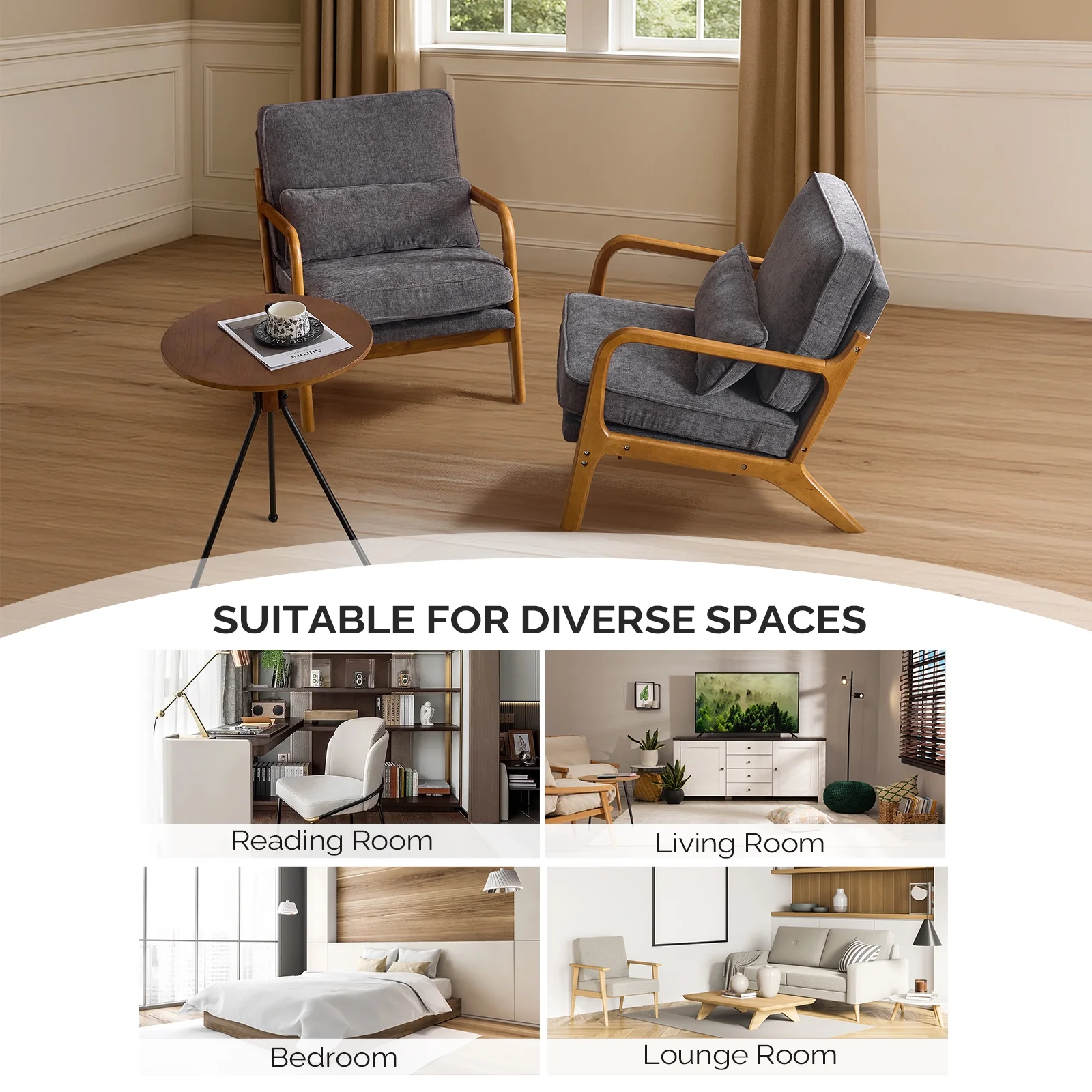 Ktaxon Accent Chair Corduroy Upholstered Armchair, Reading Club Chair with Pillow and Solid Wood Frame for Living Room Bedroom Furniture Off White - Image 140