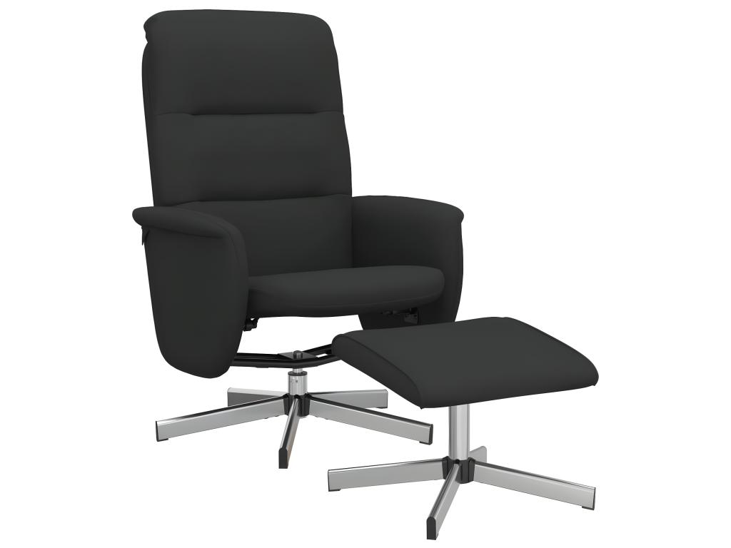 Sillón reclinable con reposapiés de tela negra