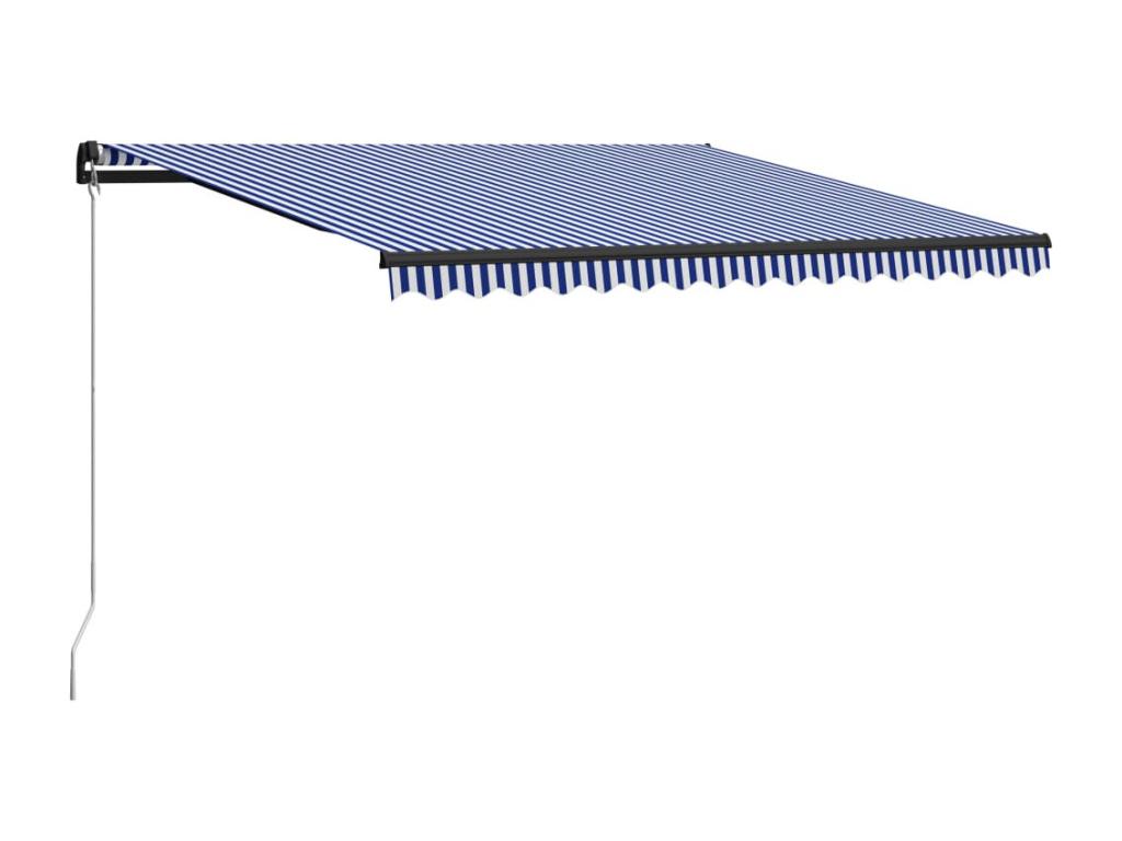 Toldo manual retráctil azul y Tucasago 450x300 cm