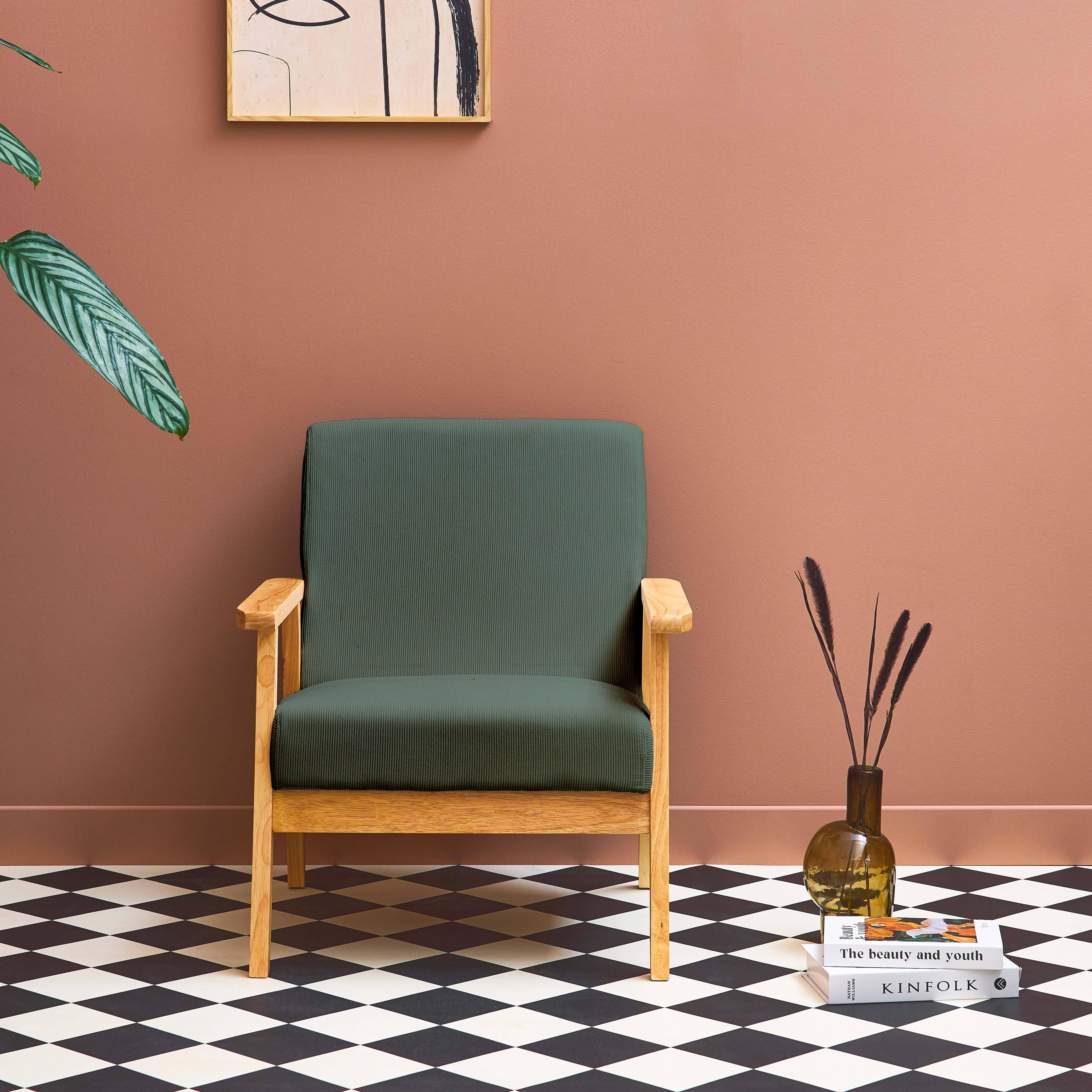 Isak pana - Sillón escandinavo de madera y pana