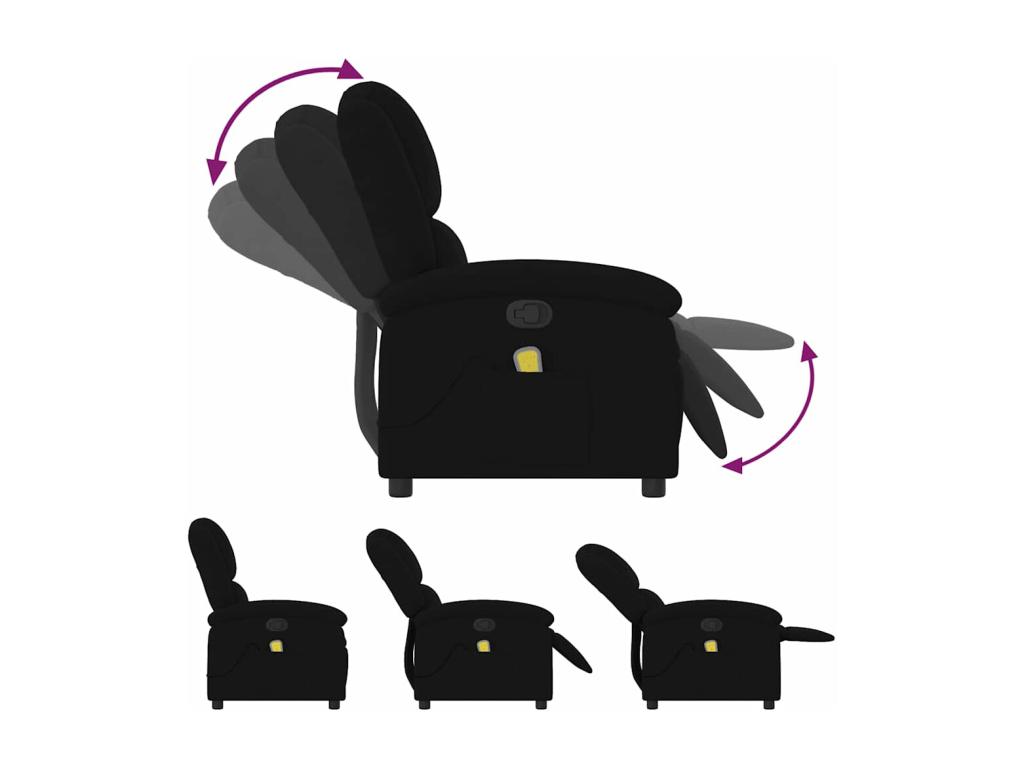 Sillón de masaje reclinable de terciopelo negro