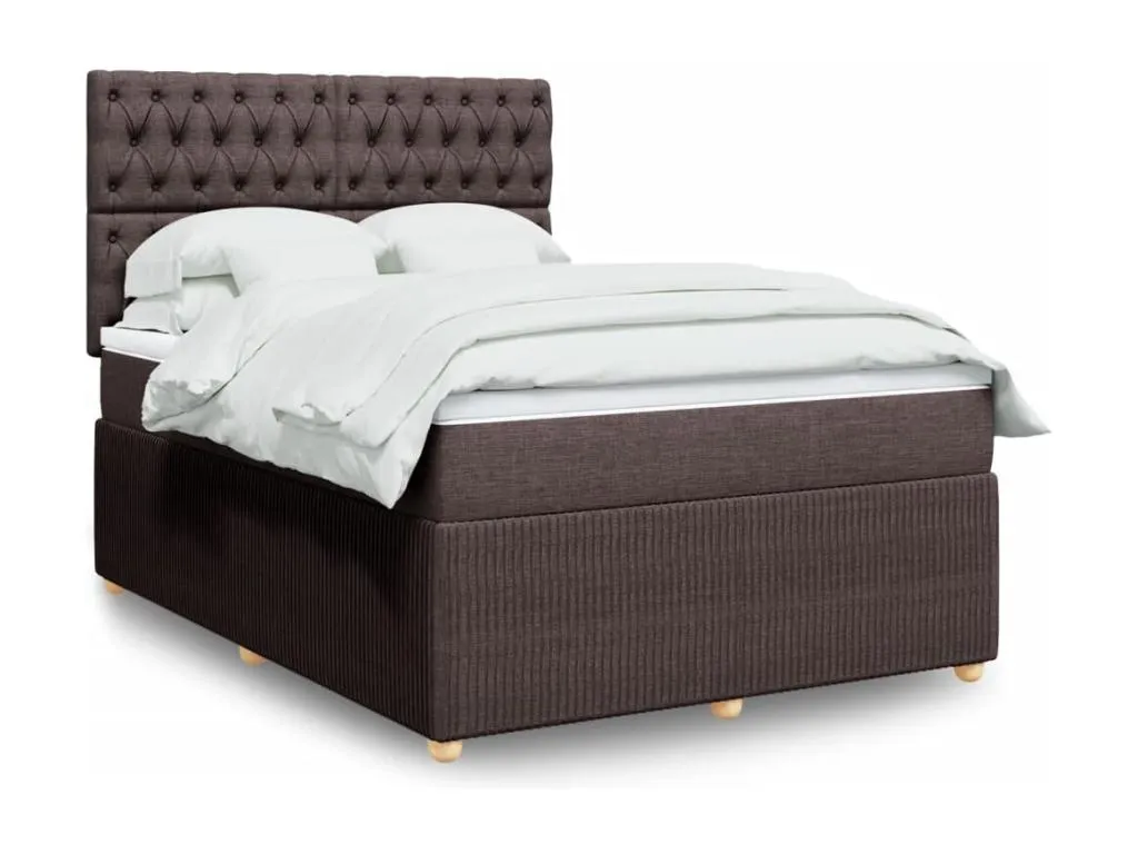 Cama box spring con colchón tela marrón oscuro 140x200 cm jti3520289