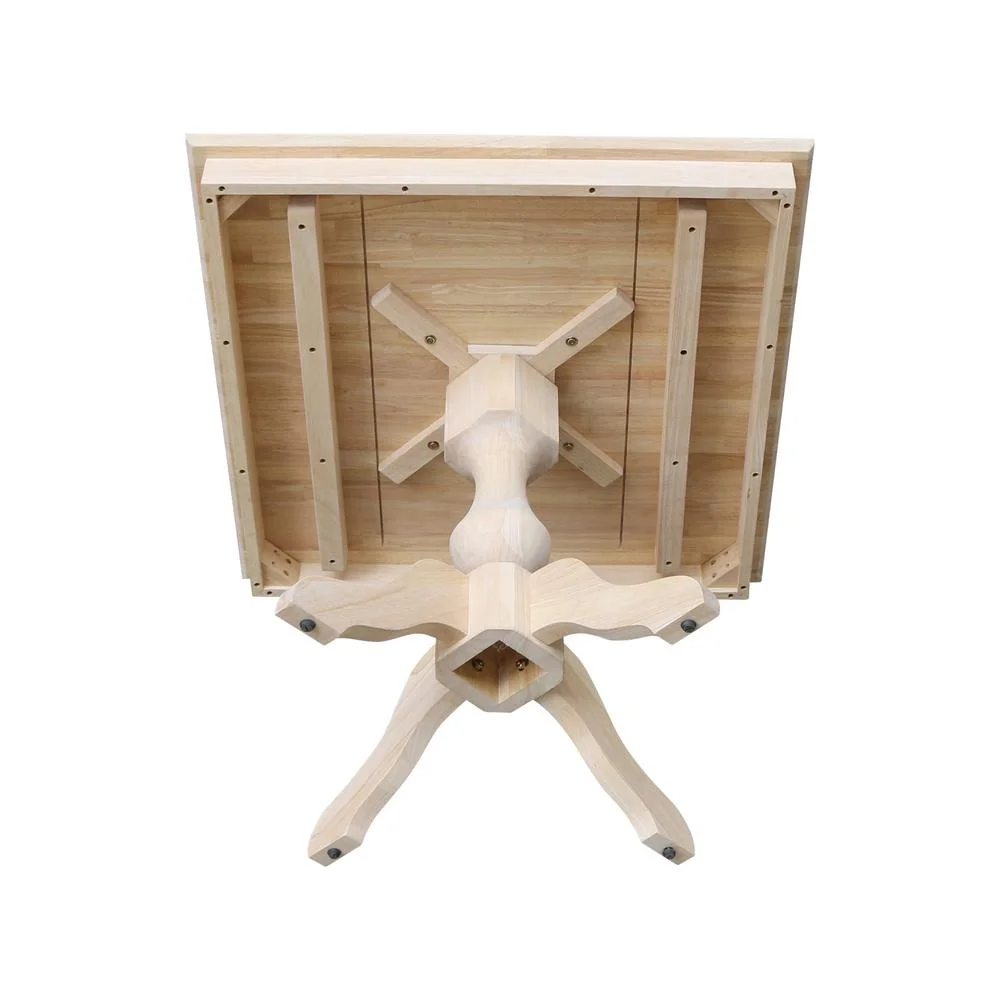 36" x 36" Natural Solid Wood Square Top Pedestal Table - 29.9" Height - Image 2