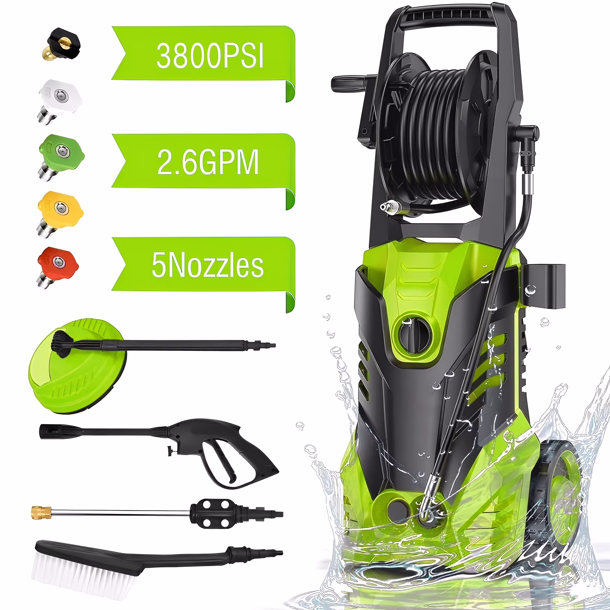Fenbeli Electric Pressure Washer, 3800 PSI 2.6GPM Power Washer for Cars, Fences and Patios(3800PSI Blue)