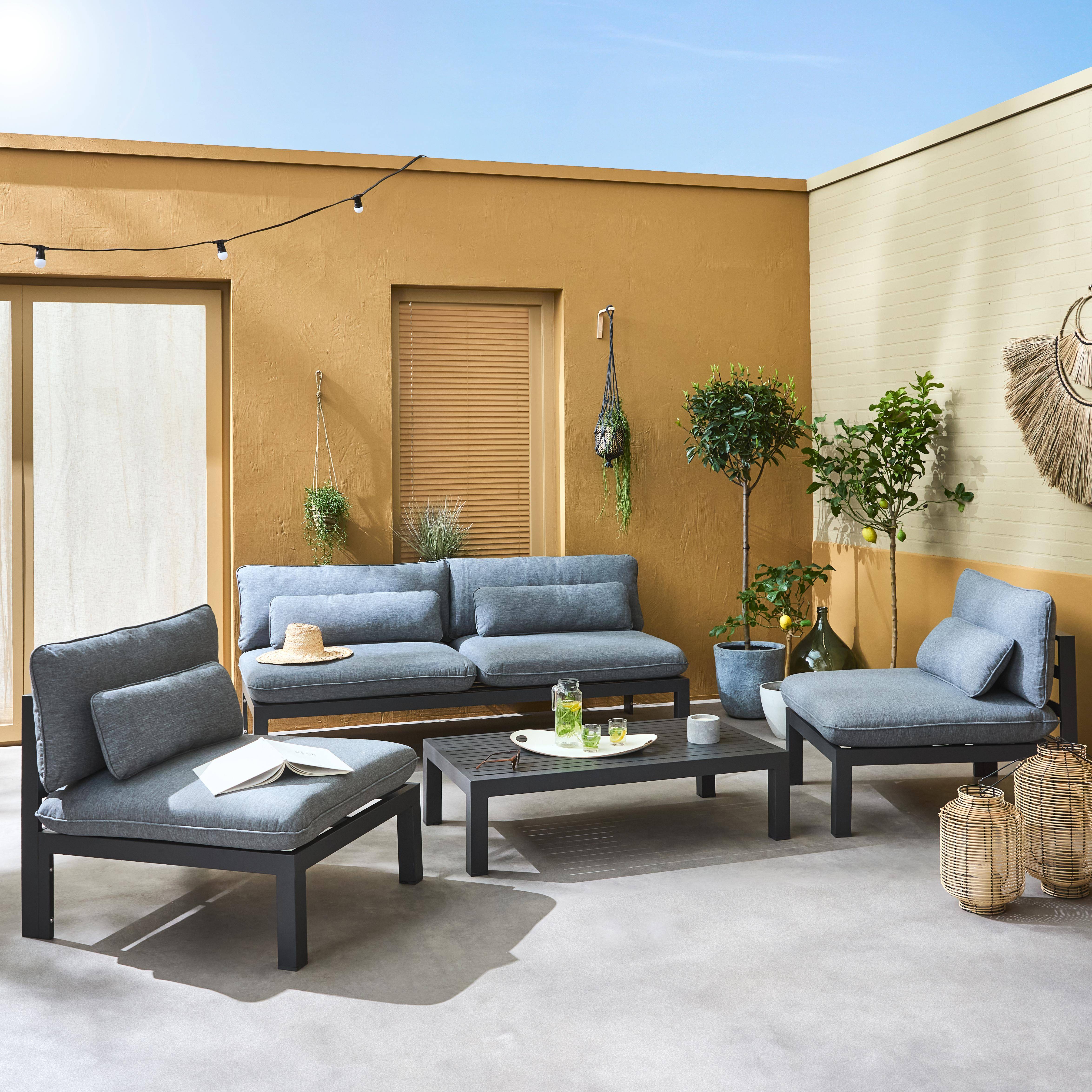 Rieti - Conjunto de jardín de aluminio, 4 plazas