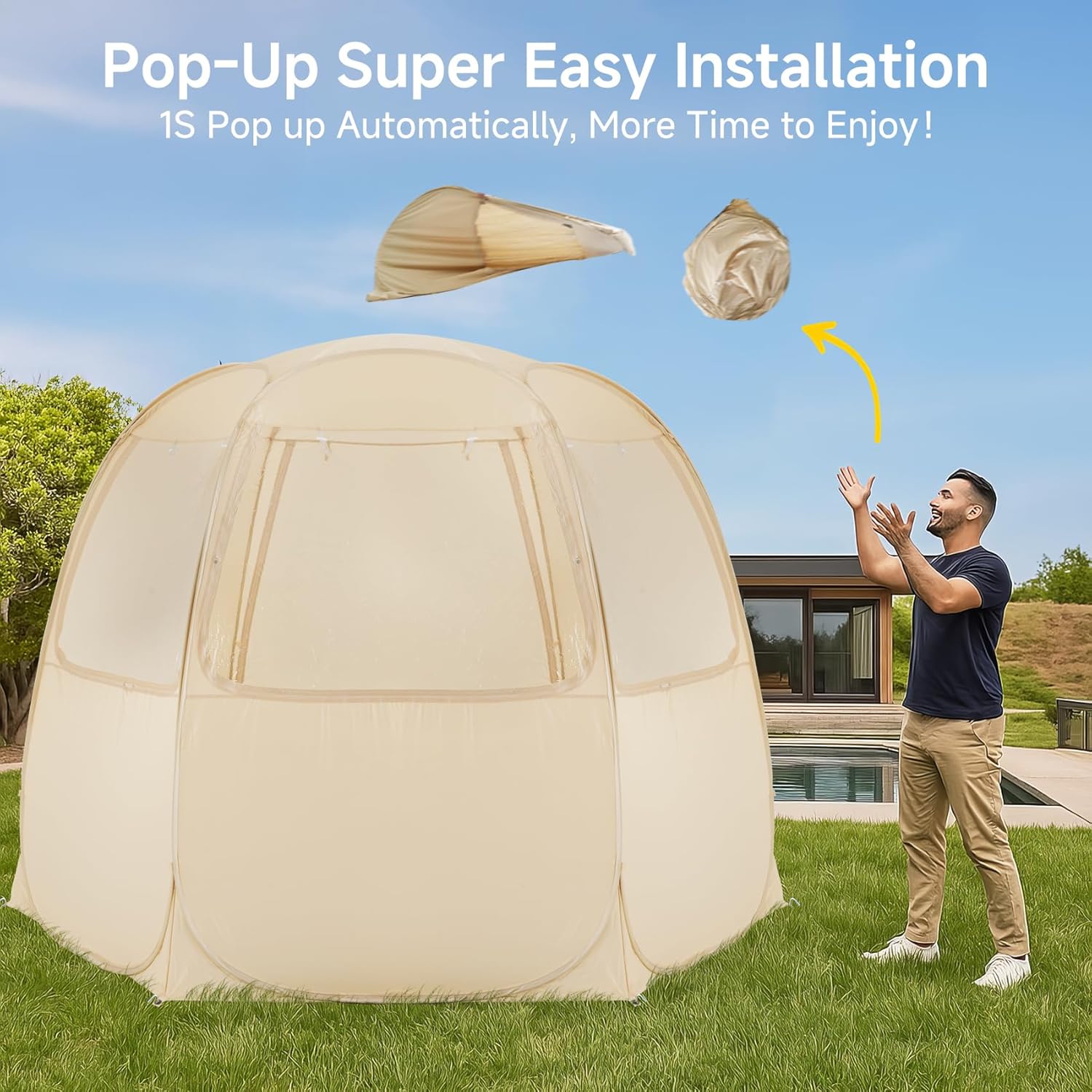 Screen gazebo sleeps 6-10-15 people Igloo-style canopy tent mosquito net on the sides Perfect