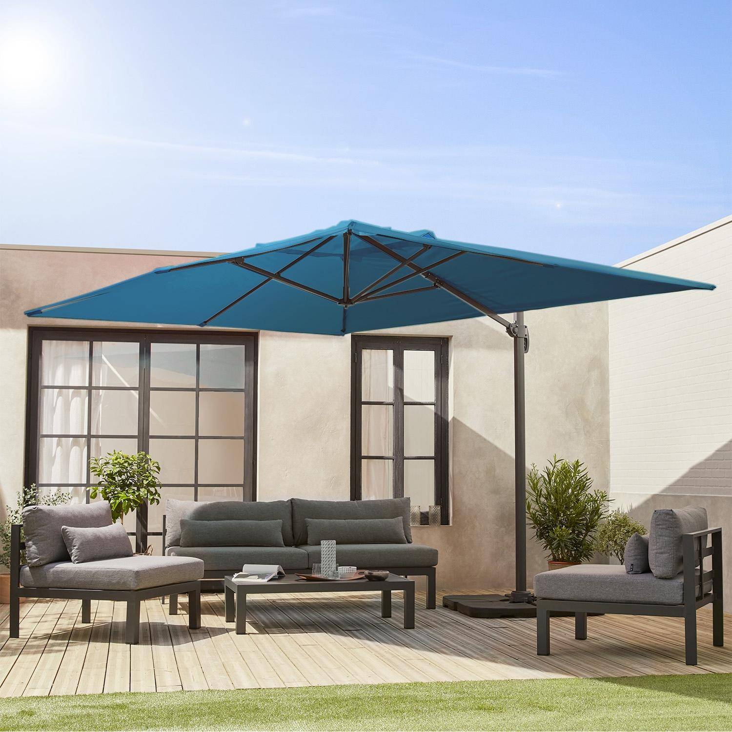 Wimereux + losas 50x50cm - Parasol rectangular excéntrico, 3x4m + placas de lastre 50x50cm