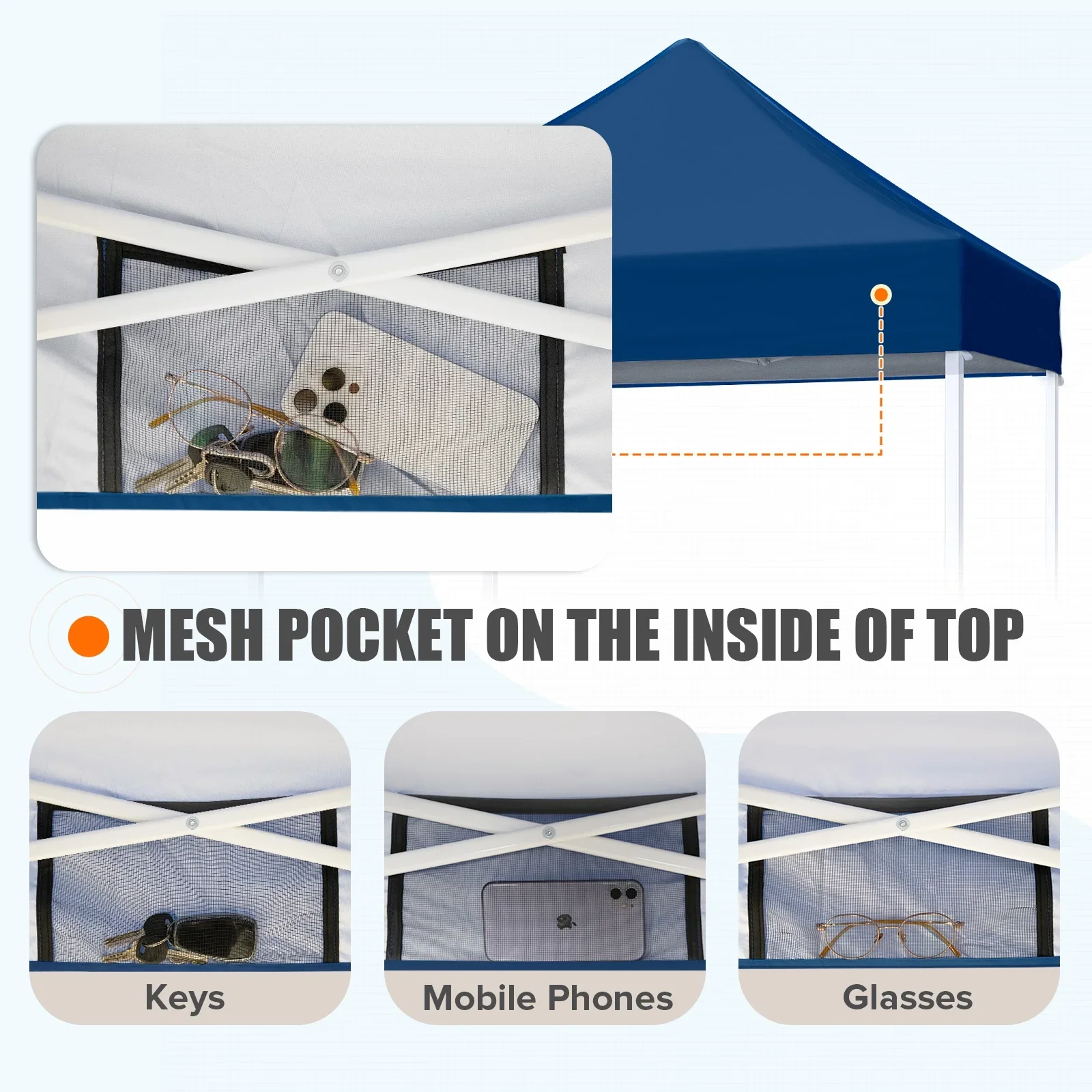 EAGLE PEAK 5x5 Pop up Canopy Tent Instant Outdoor Canopy Easy Set - up Straight Leg Folding Shelter（blue）