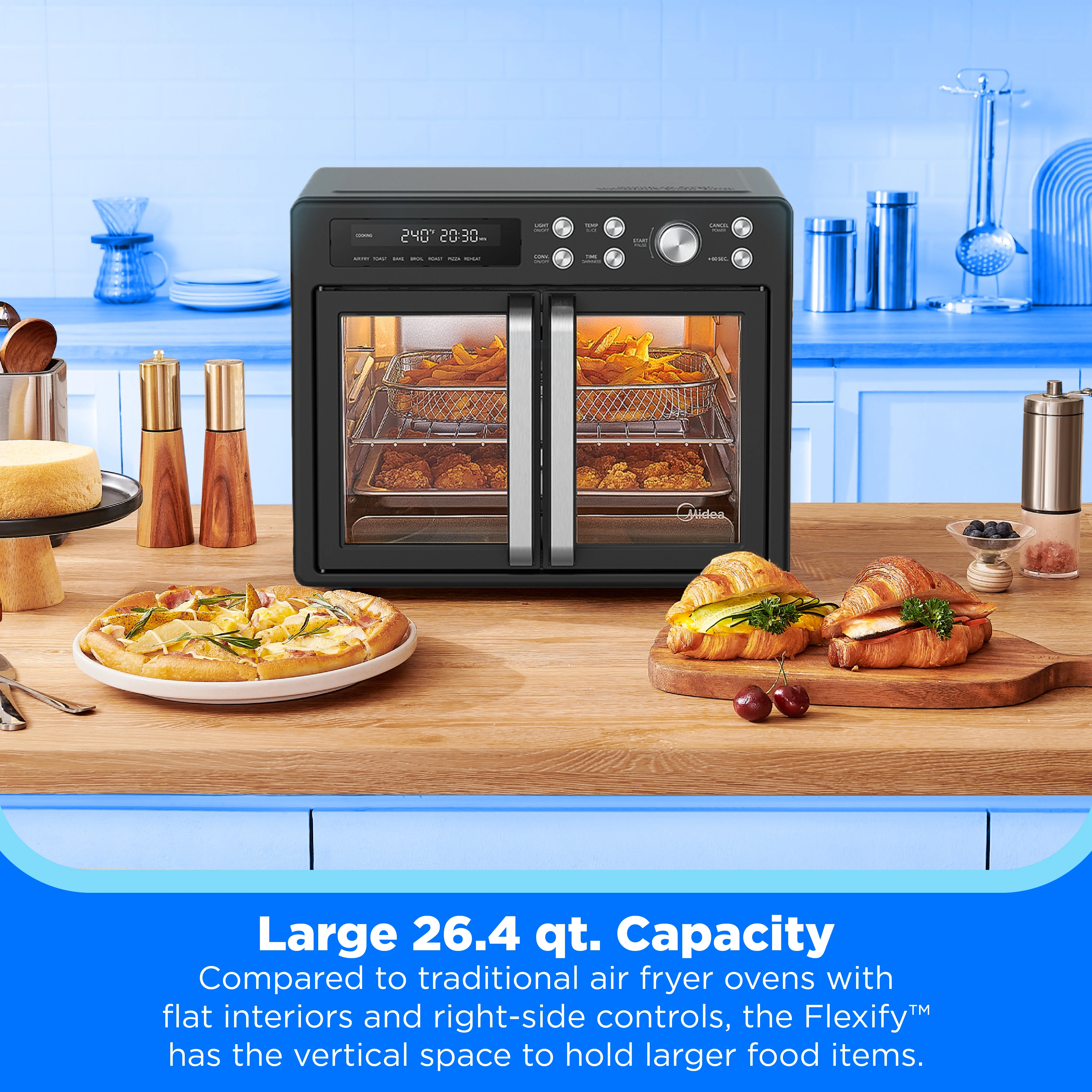 Midea Flexify French Door Air Fryer, Pizza Oven and Toaster Oven, Stainless Steel, New - Image 14