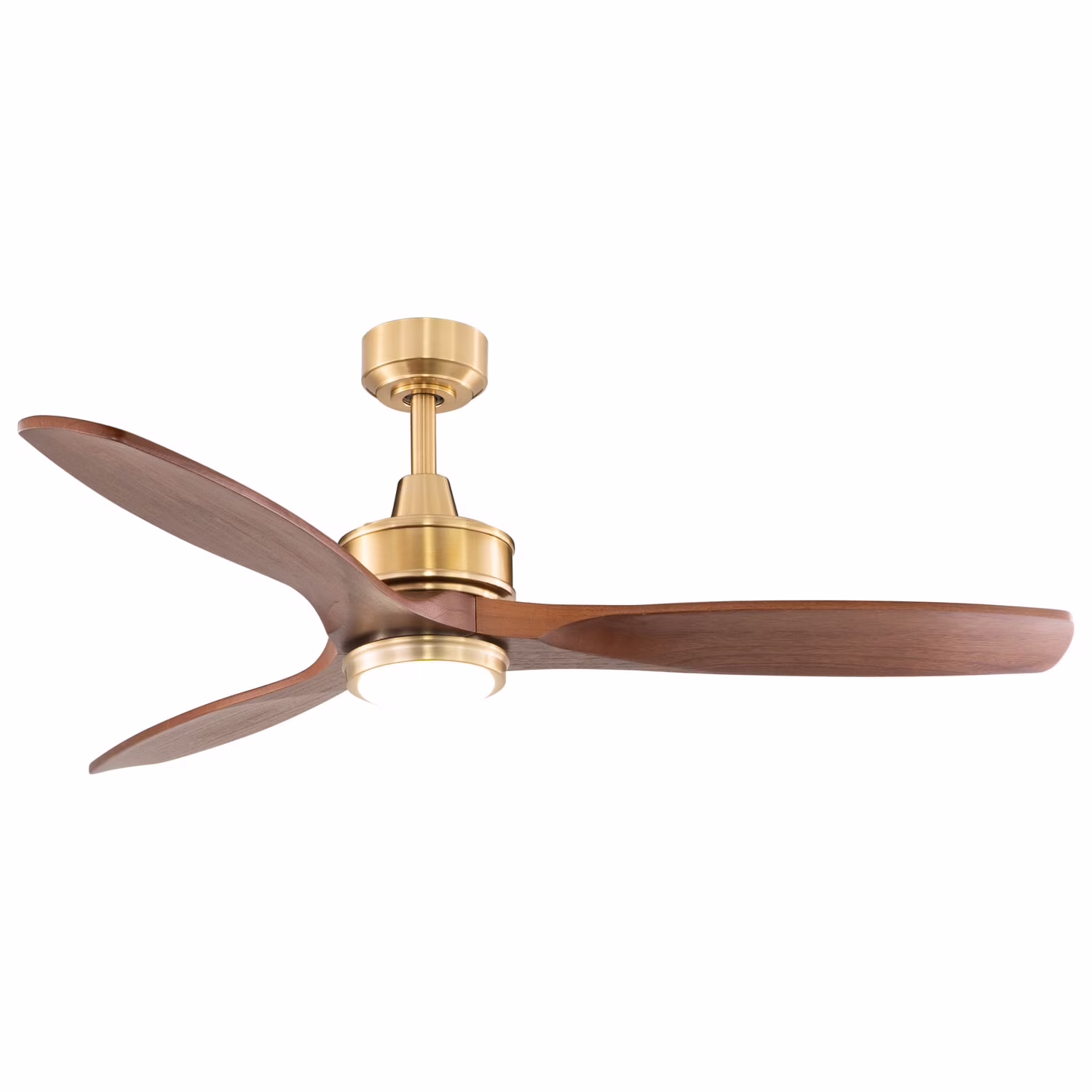 Vaxcel Curtiss Satin Brass Mid - Century Modern MCM Wood Propeller Ceiling Fan with LED Light Kit and Remote(Satin Brass)