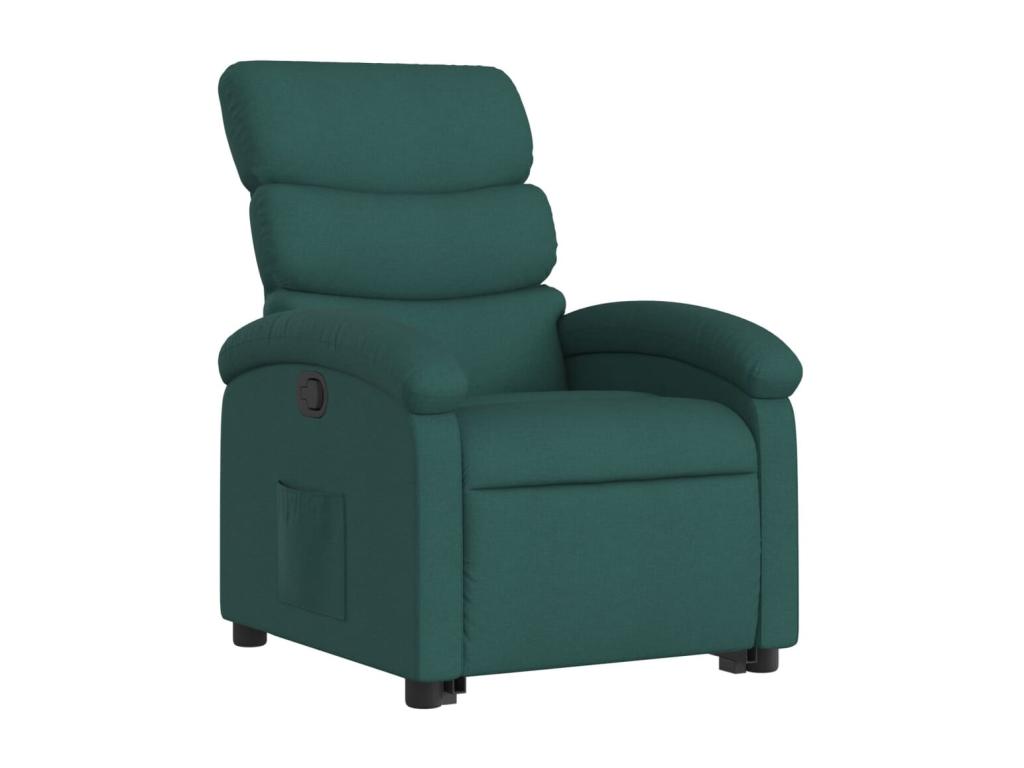 Sillón reclinable elevable tela verde oscuro