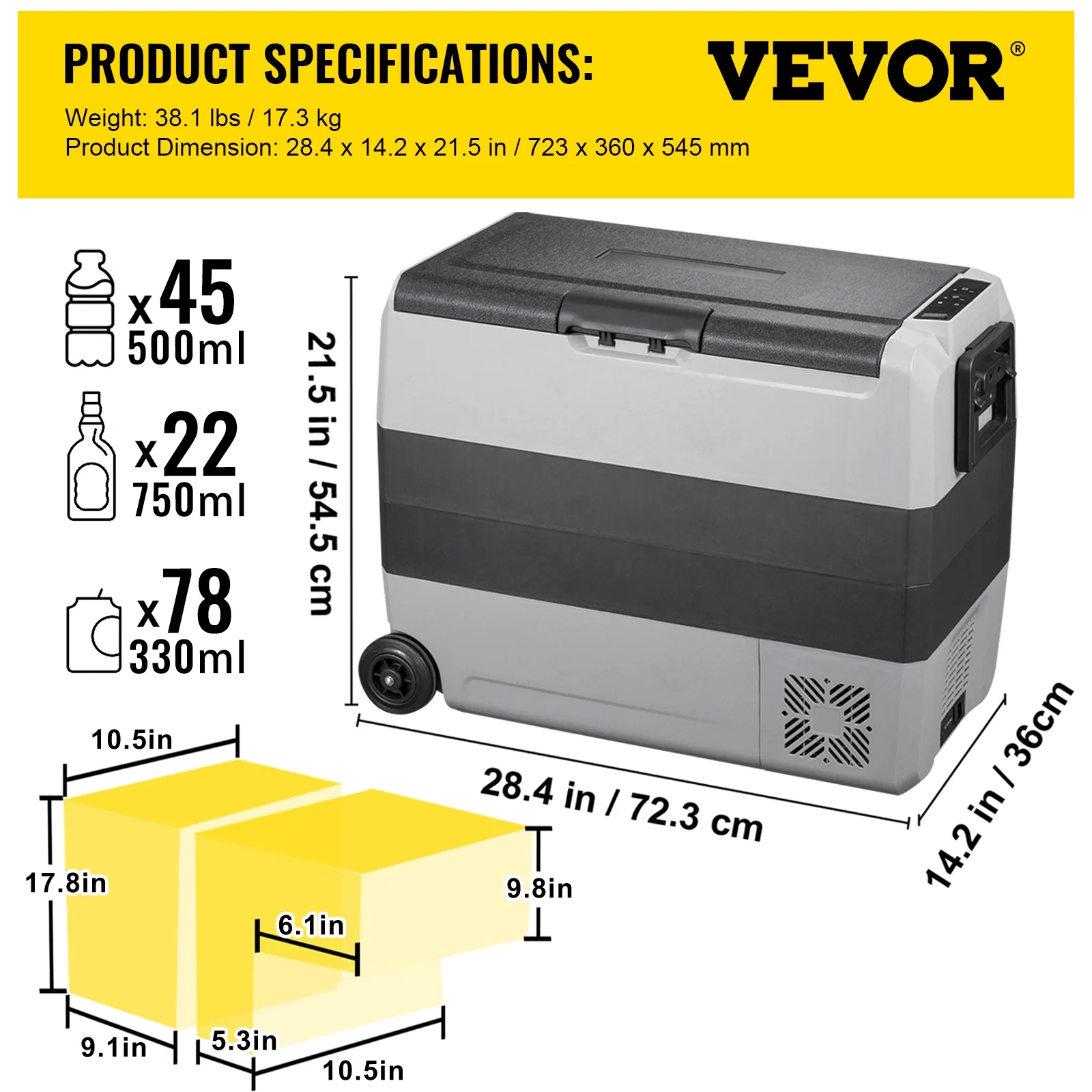 VEVOR Car Refrigerator 48Qt, Dual Zone Car Fridge Freezer12/24V DC & 110-240V AC Electric Compressor Cooler for Truck Vehicle RV - Image 16