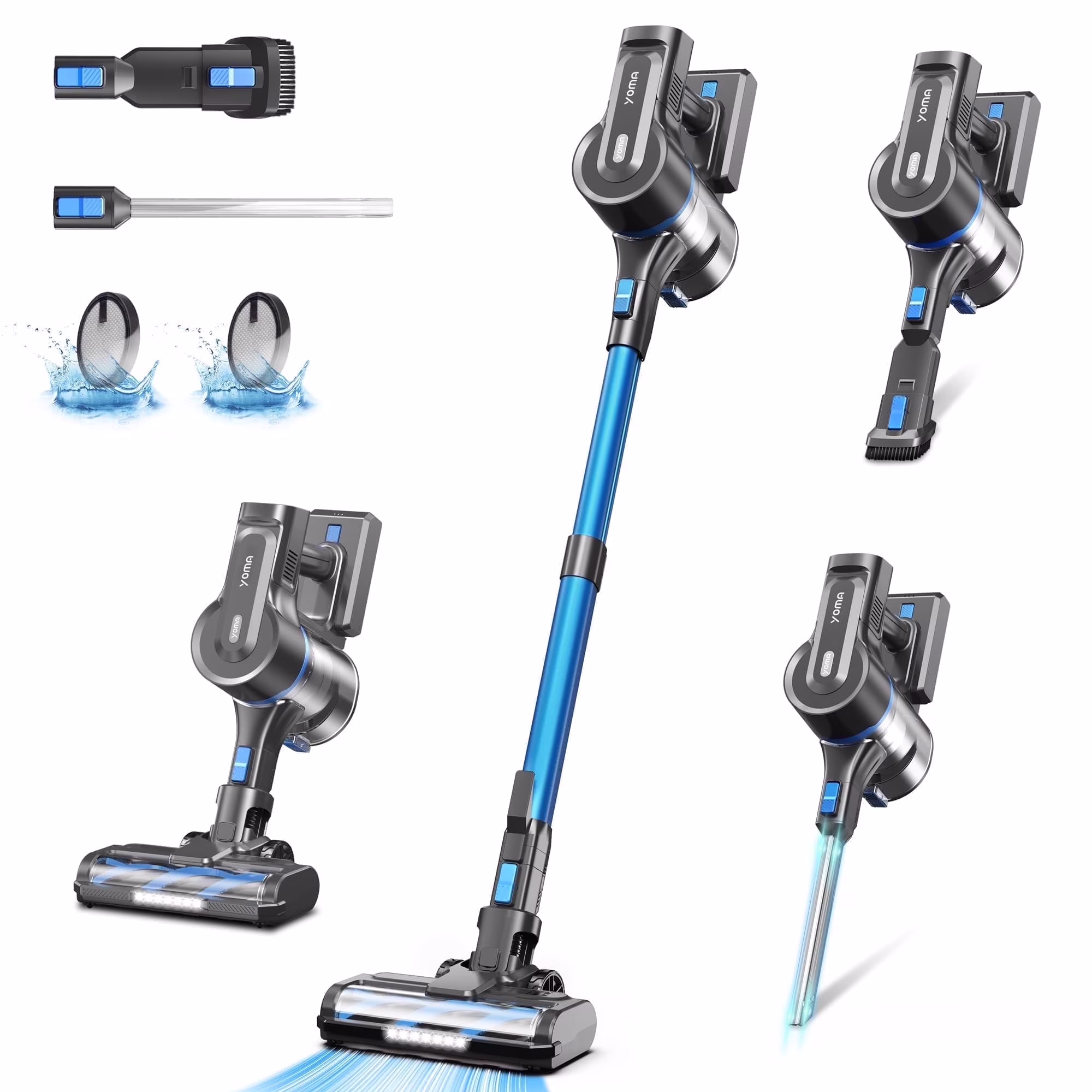 YOMATECH Cordless Vacuum Cleaner, 30Kpa/365W Powerful Stick Vacuum, 6 in 1 Lightweight Vacuum Cleaners for Home Hardfloor Carpet Pet Hair