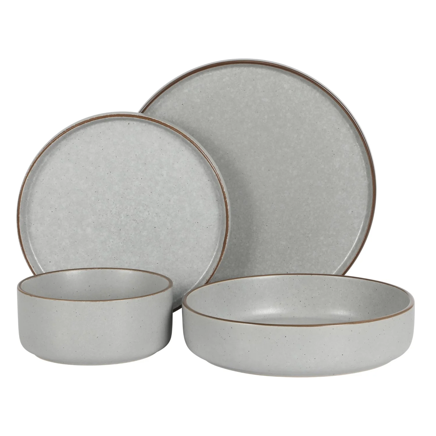 Gibson Elite Gelston Stoneware Matte Reactive Glaze 16 Piece (Service for 4) Plates and Bowl Dinnerware Set - Grey - Image 8