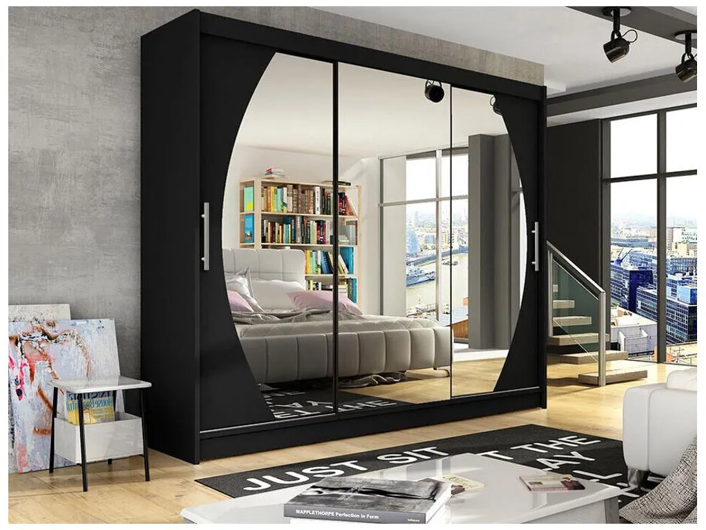 Armario Mueblestop 130 Negro 215x250x58cm Puertas de armario - Correderas 03896UQZN