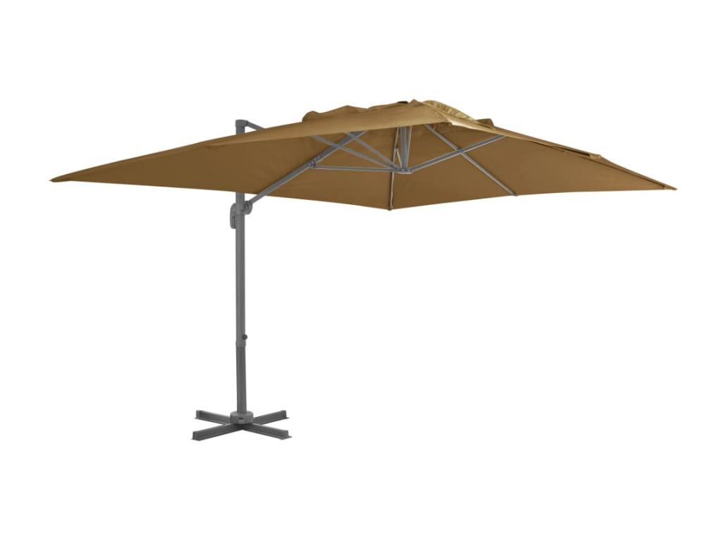 Sombrilla de jardín con base portátil gris topo