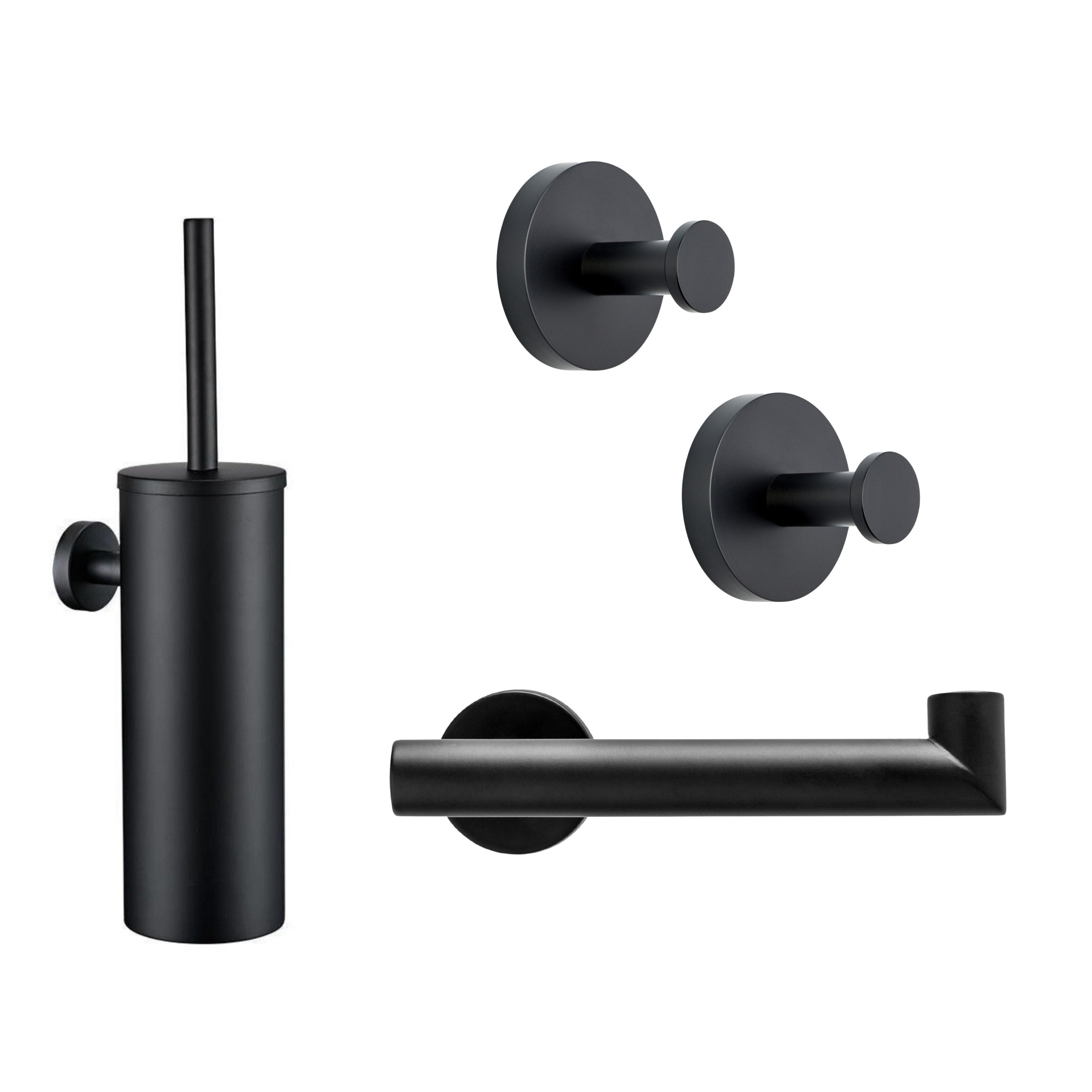 XIVADA Toilet set zwart - 4-delig - Hangend - Rvs - Zwart